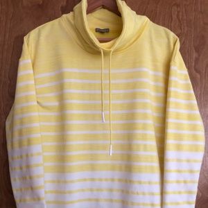 TALBOTS Cowl Neck Drawstring Striped Pullover